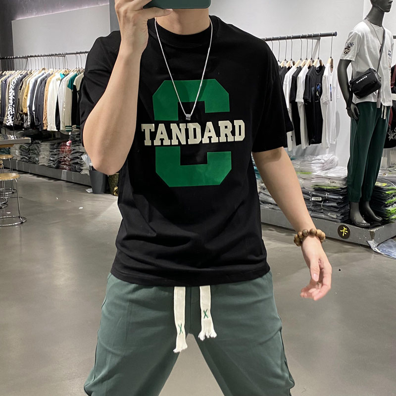2022 Summer short-sleeved T-shirt for men, a trendy brand with letters, couple and Internet celebrity T-shirts, European pure cotton printed men's clothing details Picture