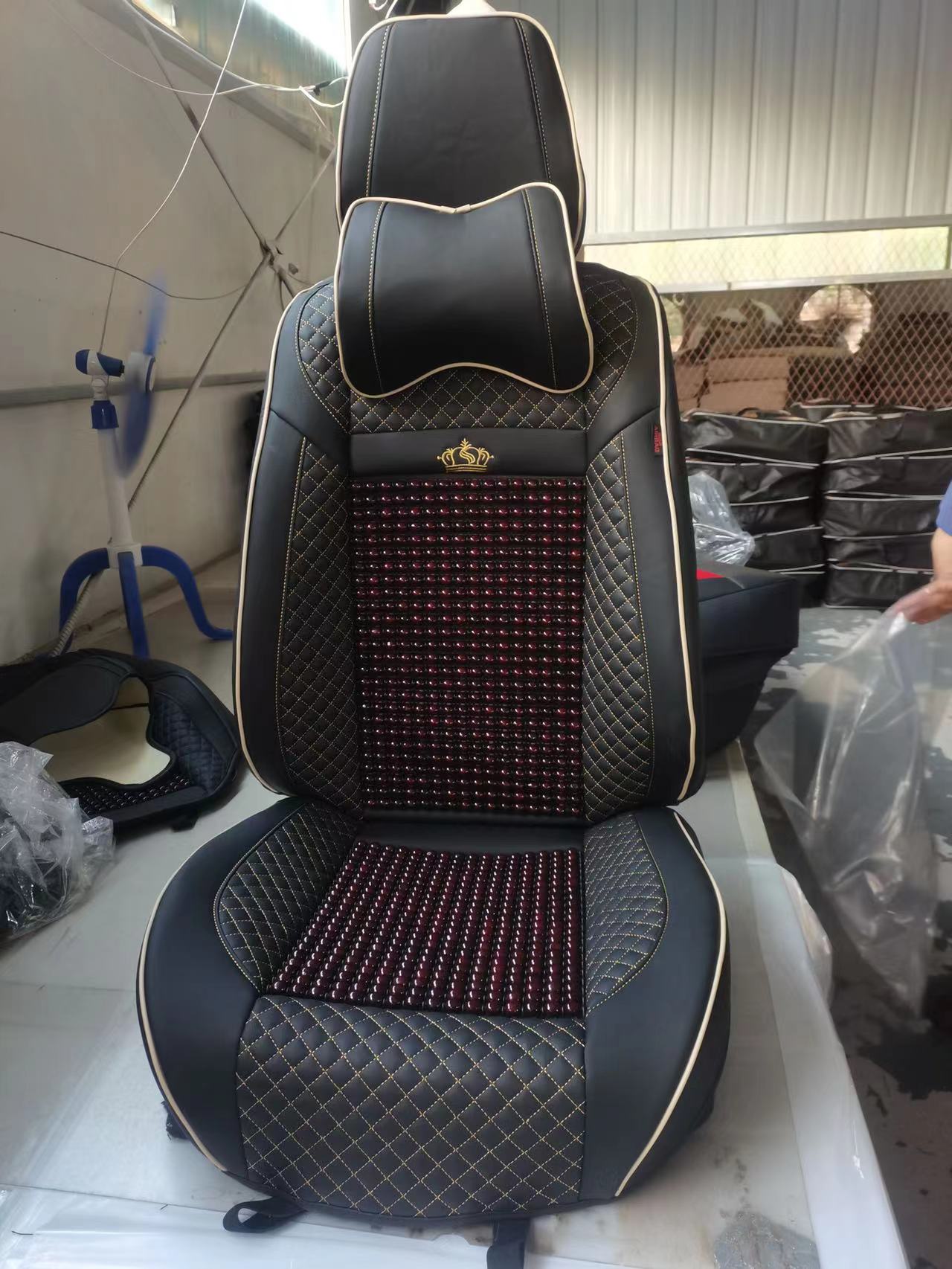 Car three-dimensional all-season universal seat cushion wood beads in one color 04567 model detail image 5