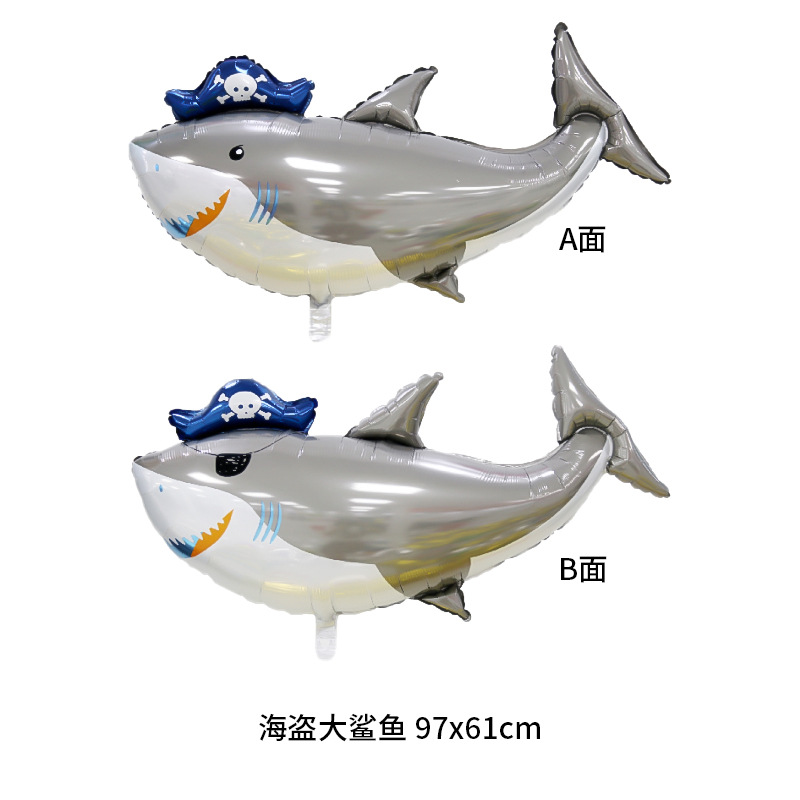 Amazon Pirate Ship Shark aluminum film balloons Pirate Birthday Party decoration and arrangement aluminum foil balloons wholesale details Picture