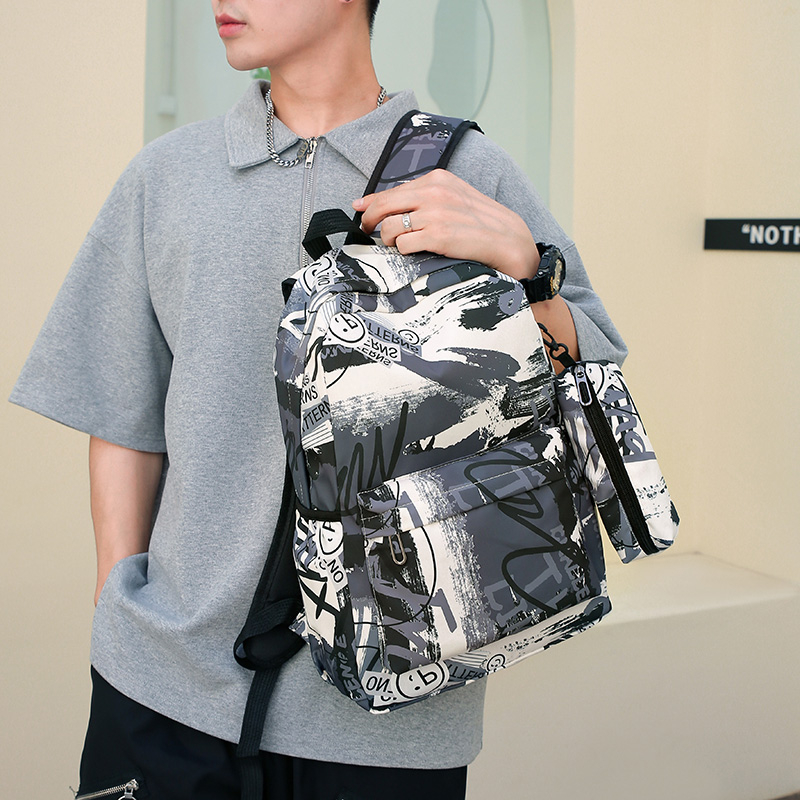 New Korean-style ins backpack for boys, a multi-purpose waterproof backpack with gradient colors for high school and junior high school students, and a casual computer bag details Picture