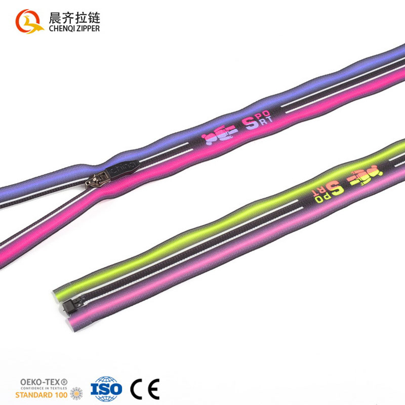 Custom-made zippers for 7# nylon reverse pull color printed fashion brand clothing accessories details Picture