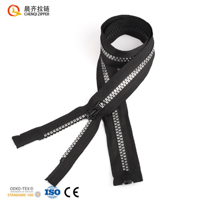 Diamond 5# plastic steel square teeth gilded diamond zipper shiny and fashionable performance costume, fashionable pants and coat Application Scenario