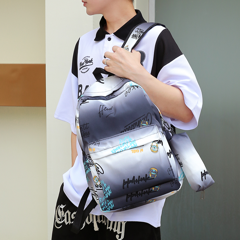 Trendy waterproof, exquisite and fashionable schoolbag for junior and senior high school students, gradient color boys' backpack, nylon bag, casual backpack, versatile Oxford fabric, large-capacity multi-purpose backpack Item Picture