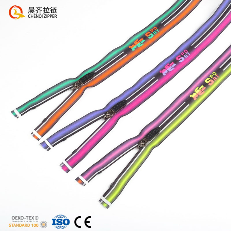 Custom-made zippers for 7# nylon reverse pull color printed fashion brand clothing accessories Item Picture