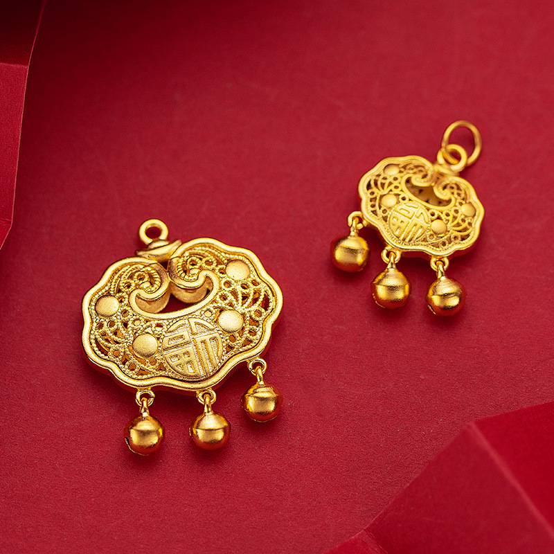 Baby lock pendant, good fortune and happiness, various sizes of longevity lock jewelry, women's gold ingot lock pendant, novel accessories, Vietnamese sand gold Zhou family Application Scenario