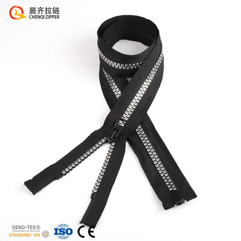 Diamond 5# plastic steel square teeth gilded diamond zipper shiny and fashionable performance costume, fashionable pants and coat Specification image
