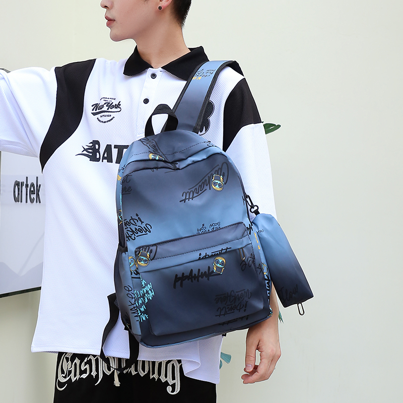 Trendy waterproof, exquisite and fashionable schoolbag for junior and senior high school students, gradient color boys' backpack, nylon bag, casual backpack, versatile Oxford fabric, large-capacity multi-purpose backpack