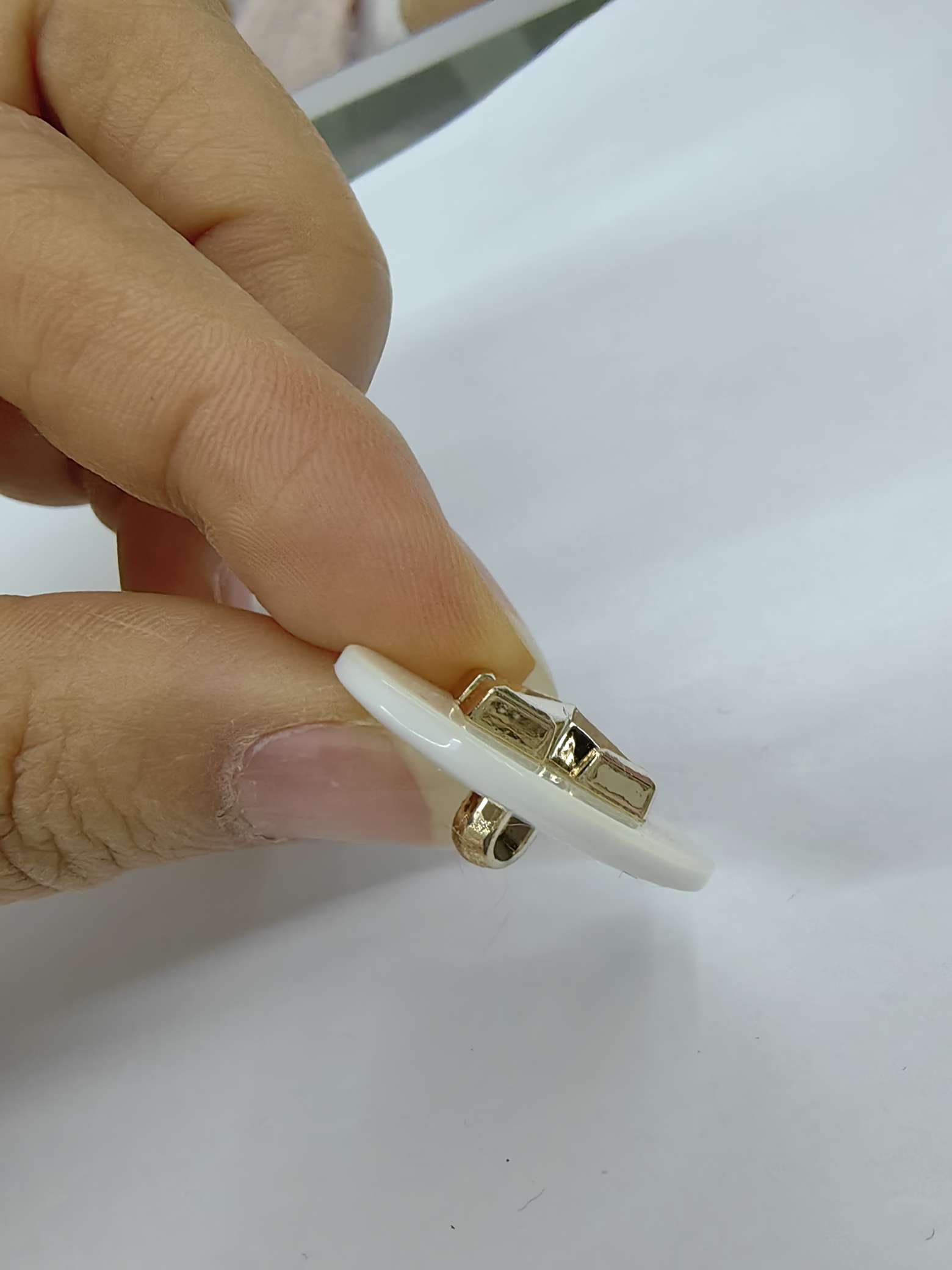 白色珠光彩双拼纽扣男女衬衣衬衫钮扣袖口领口扣子现货批发详情3