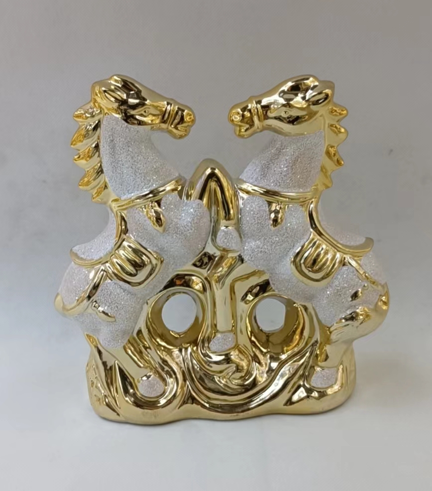 Ceramic ornaments, ceramic ornaments, double horse ornaments 1 details Picture