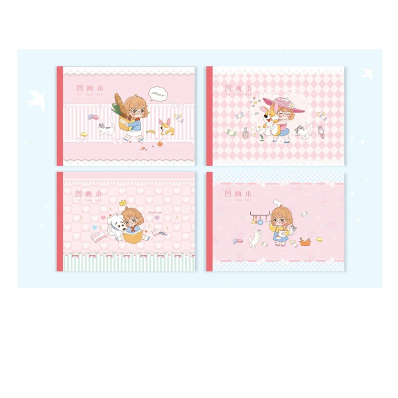 Cute sketchbook, art blank, children's and primary school students' drawing notebook, doodle cartoon a4 children's sketchbook, picture book to play together