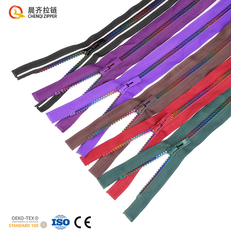 5# resin tank teeth iridesy single opening, brilliant multi-color fashionable clothing accessories, customizable colors