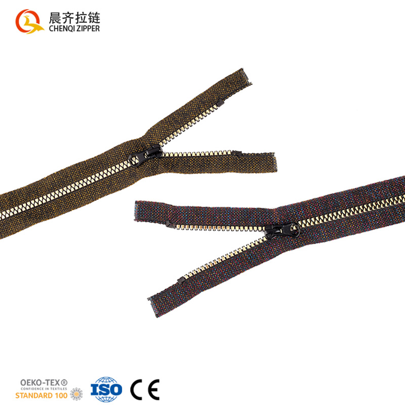 5# resin zipper, triangular teeth, special fabric strap, fashionable stripes, single zipper, fashionable coat, sportswear, down jacket. Colors available for customization details Picture
