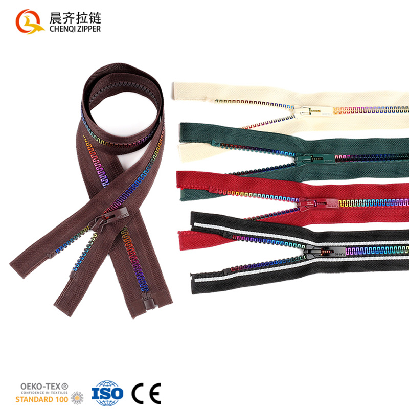 5# resin tank teeth iridesy single opening, brilliant multi-color fashionable clothing accessories, customizable colors details Picture