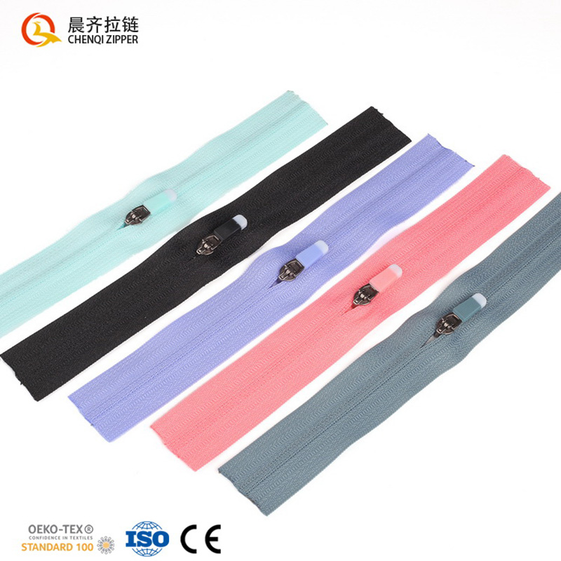3# nylon monochrome zipper closed single-opening custom zipper sun-protective clothing, yoga wear, children's sportswear Item Picture