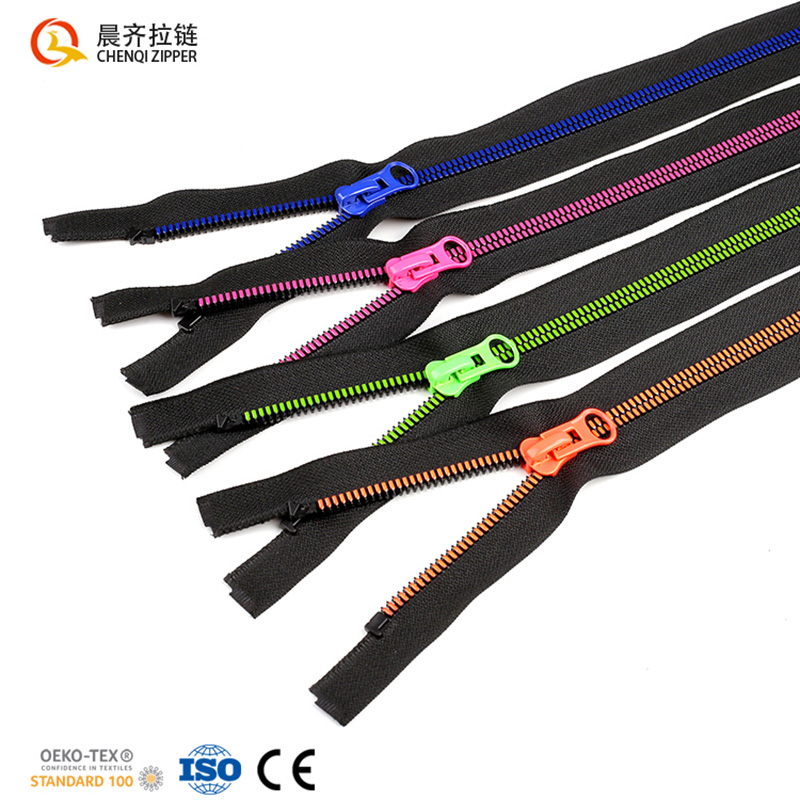 8# plastic steel corn tooth oil-coated double-opening zipper fashionable resin zipper Application Scenario