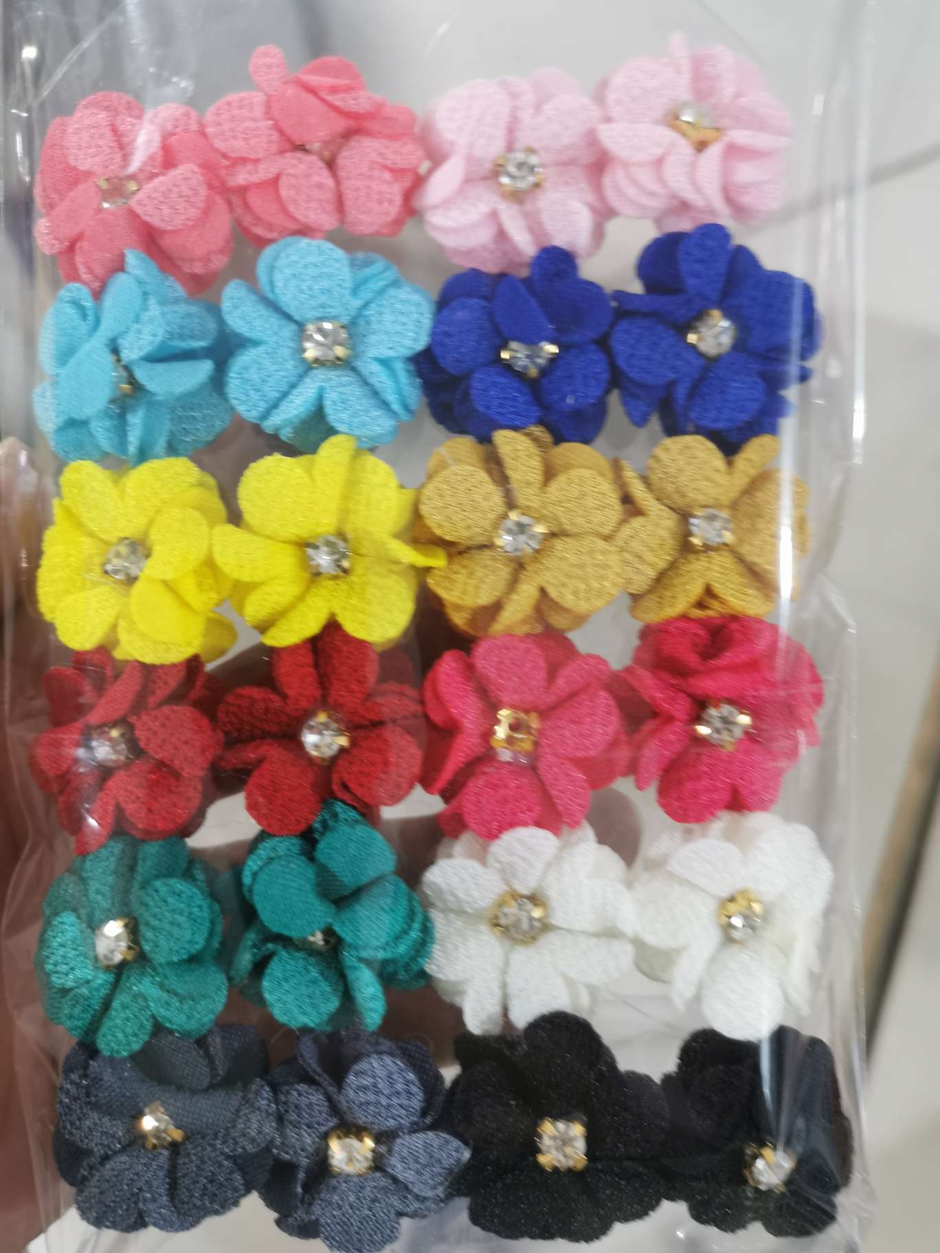 彬彬时尚潮流韩版单钻新款耳饰布花耳钉001