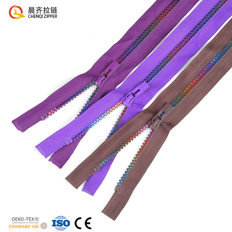 5# resin tank teeth iridesy single opening, brilliant multi-color fashionable clothing accessories, customizable colors Specification image