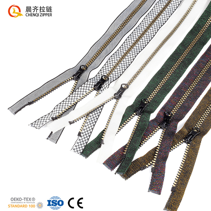 5# resin zipper, triangular teeth, special fabric strap, fashionable stripes, single zipper, fashionable coat, sportswear, down jacket. Colors available for customization Item Picture