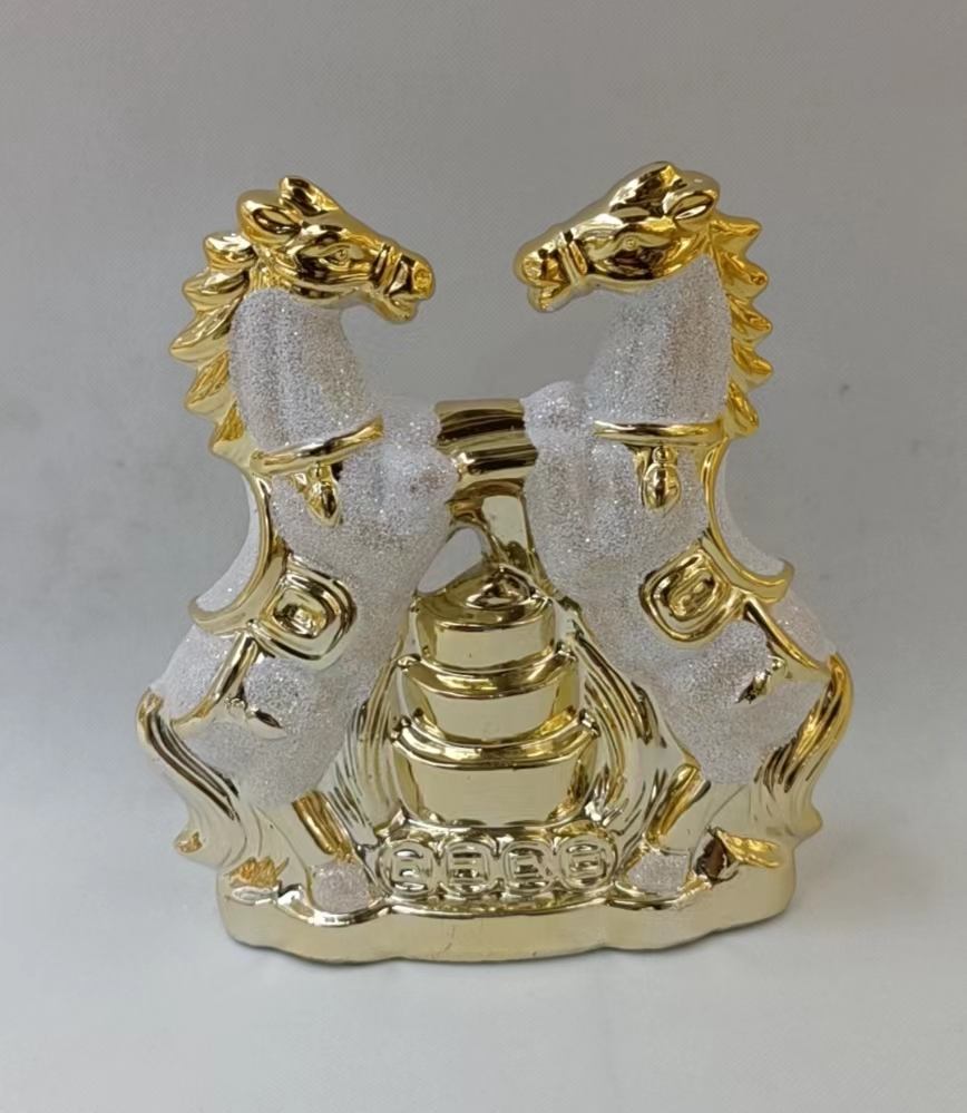 Ceramic ornaments, ceramic ornaments, ingot and double horse ornaments 1