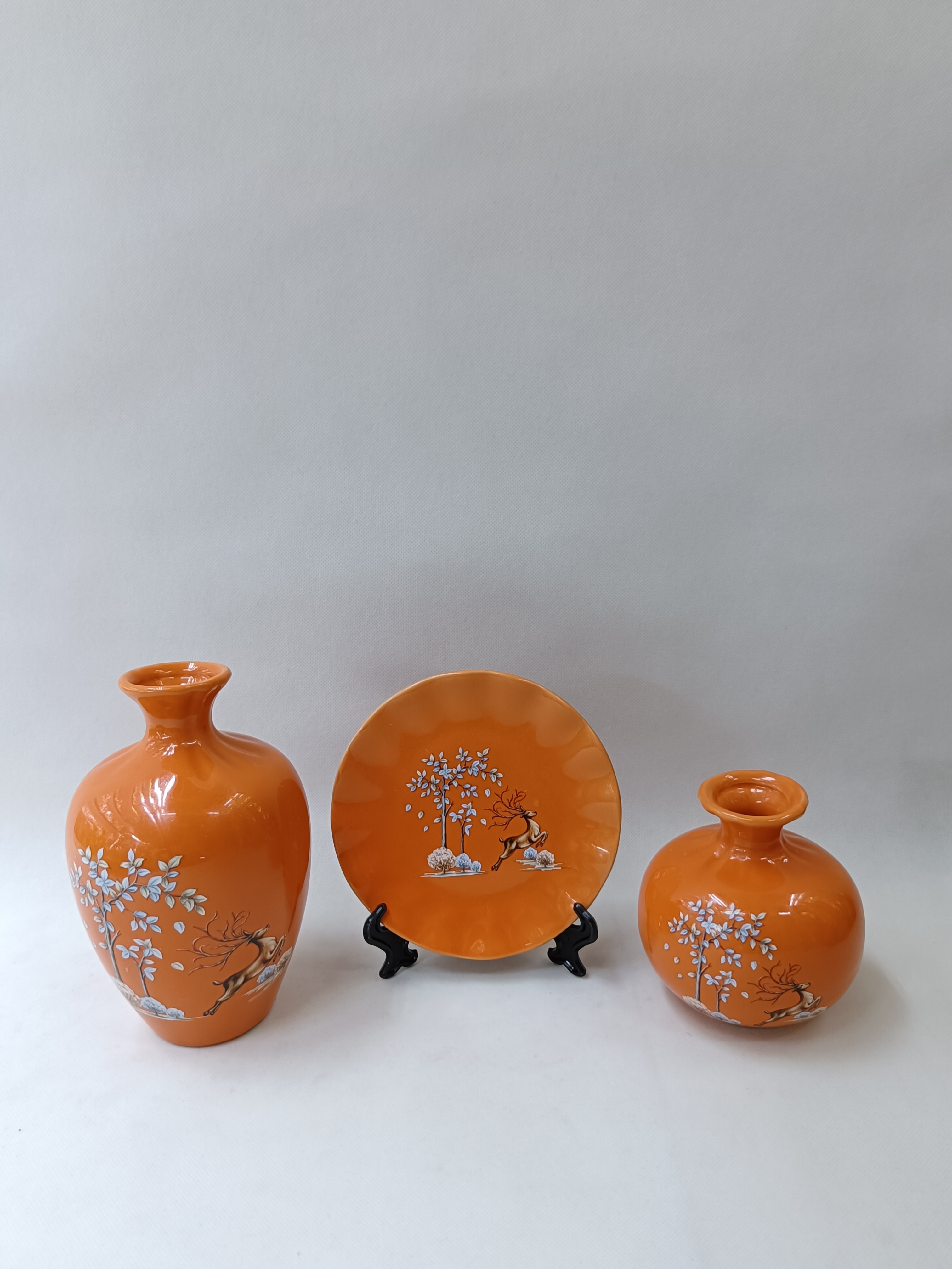 Ceramic ornaments, three-piece set of ceramic ornaments, flower arrangement ornaments 1 details Picture