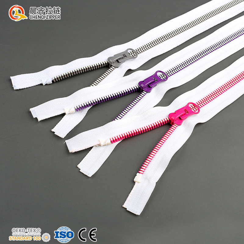 8# plastic steel corn tooth oil-coated double-opening zipper fashionable resin zipper
