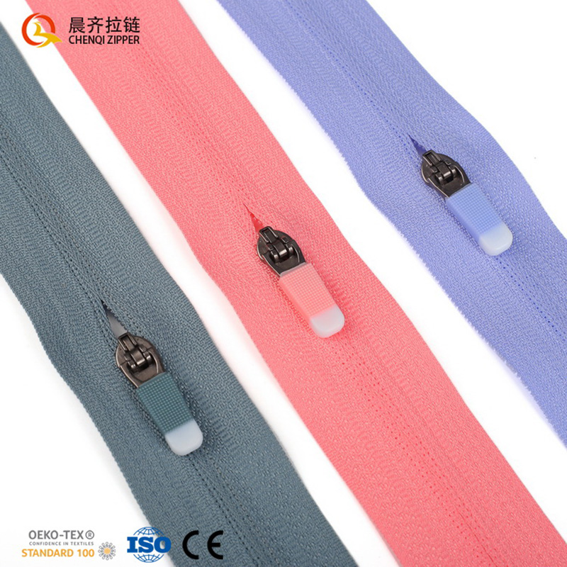 3# nylon monochrome zipper closed single-opening custom zipper sun-protective clothing, yoga wear, children's sportswear Specification image