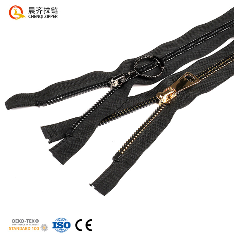 8# resin corn teeth, gold veneer, polished single-cut, double-cut, closed-cut down jacket, cotton-padded jacket, sportswear details Picture