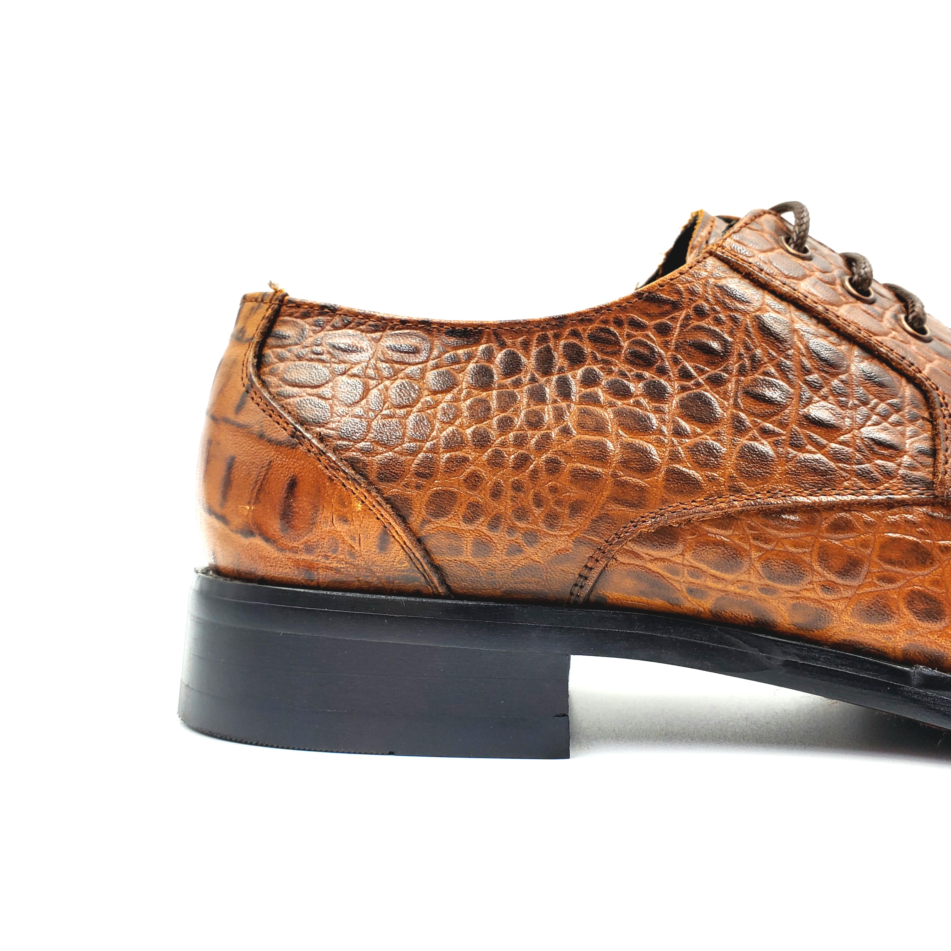 Men's formal leather shoes with crocodile pattern, British KUADU cowhide single shoes, business Oxford trend fashion details Picture