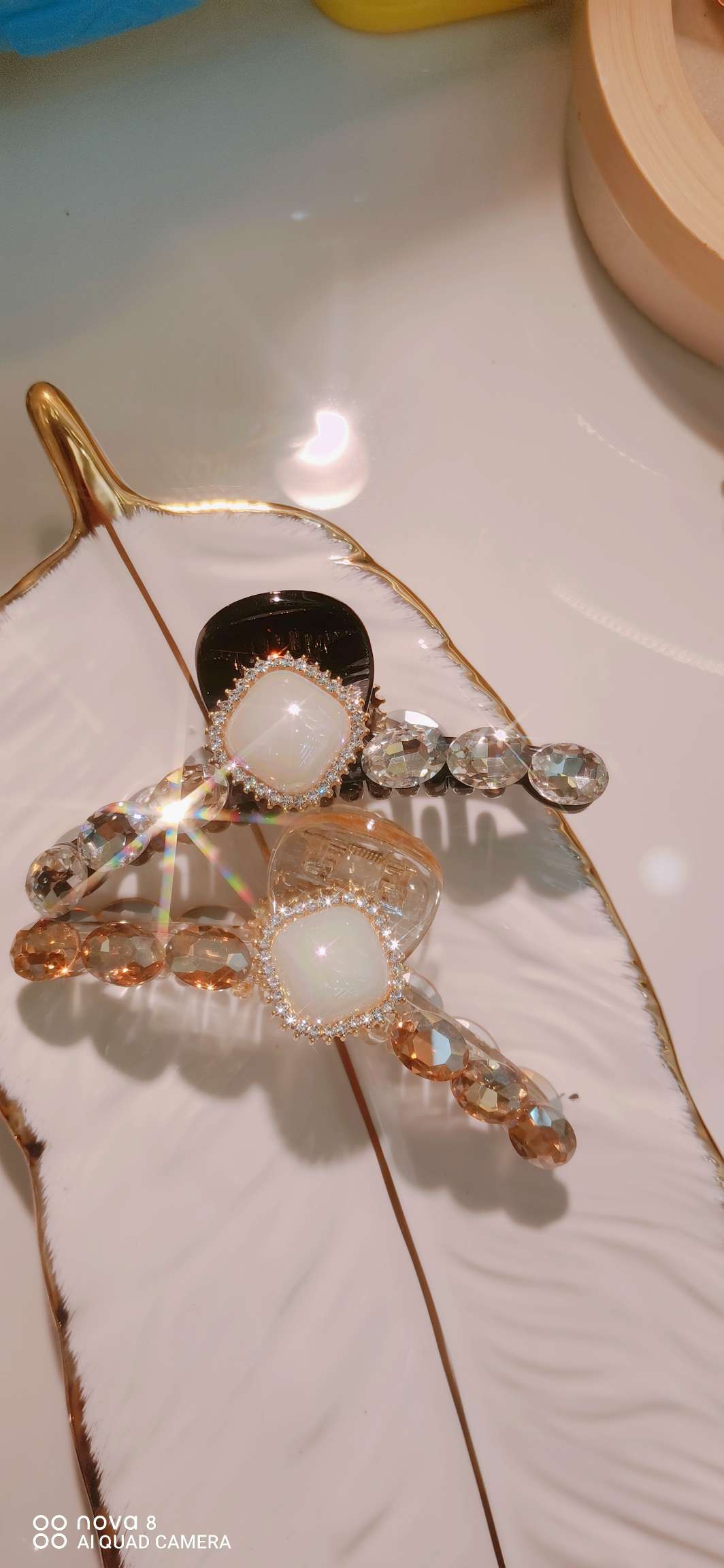 水晶韩版大爪黑咖双色