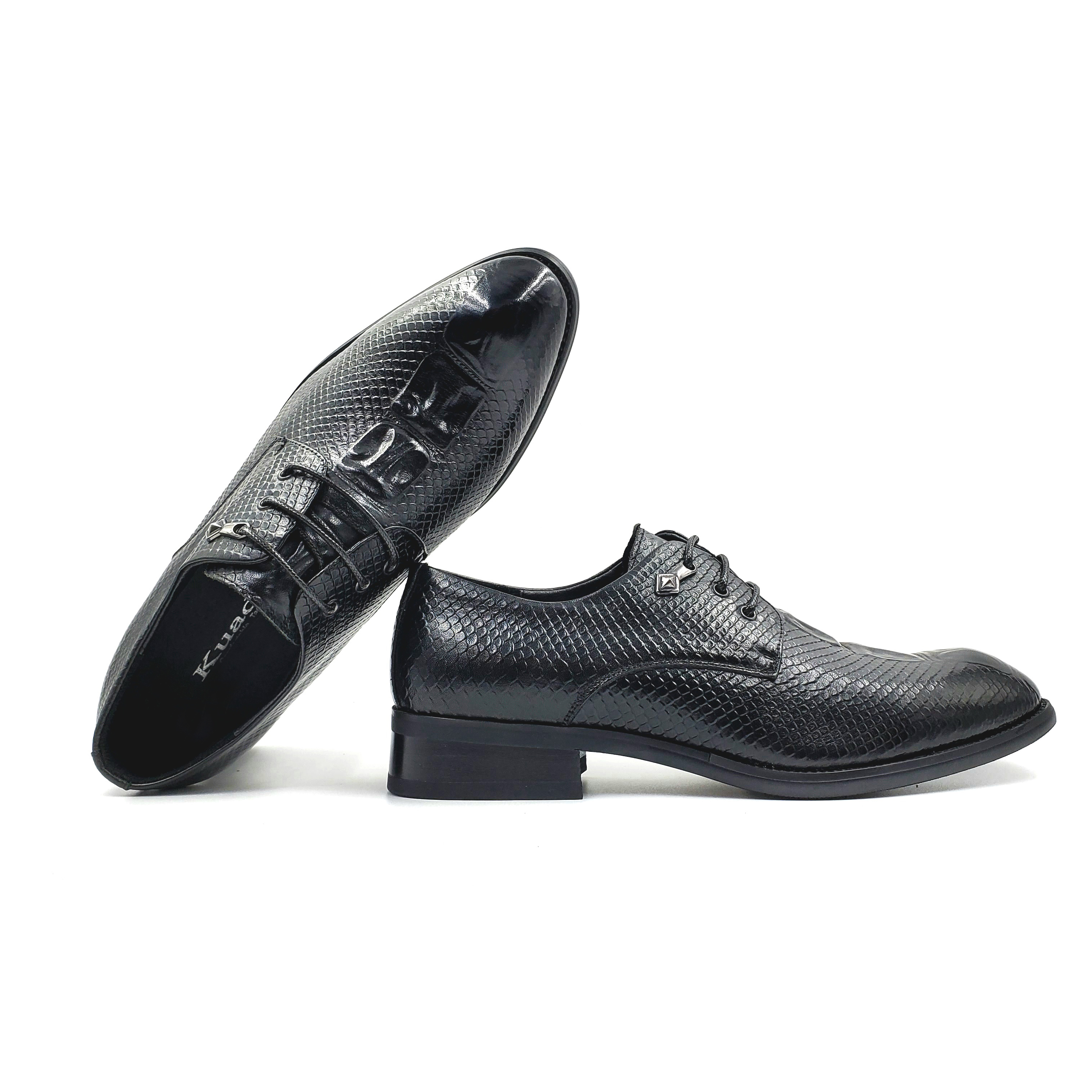 Manufacturer's supply of men's business leather shoes, KUADU formal fashion and trendy lace-up pointed-toe low-heeled work shoes Application Scenario