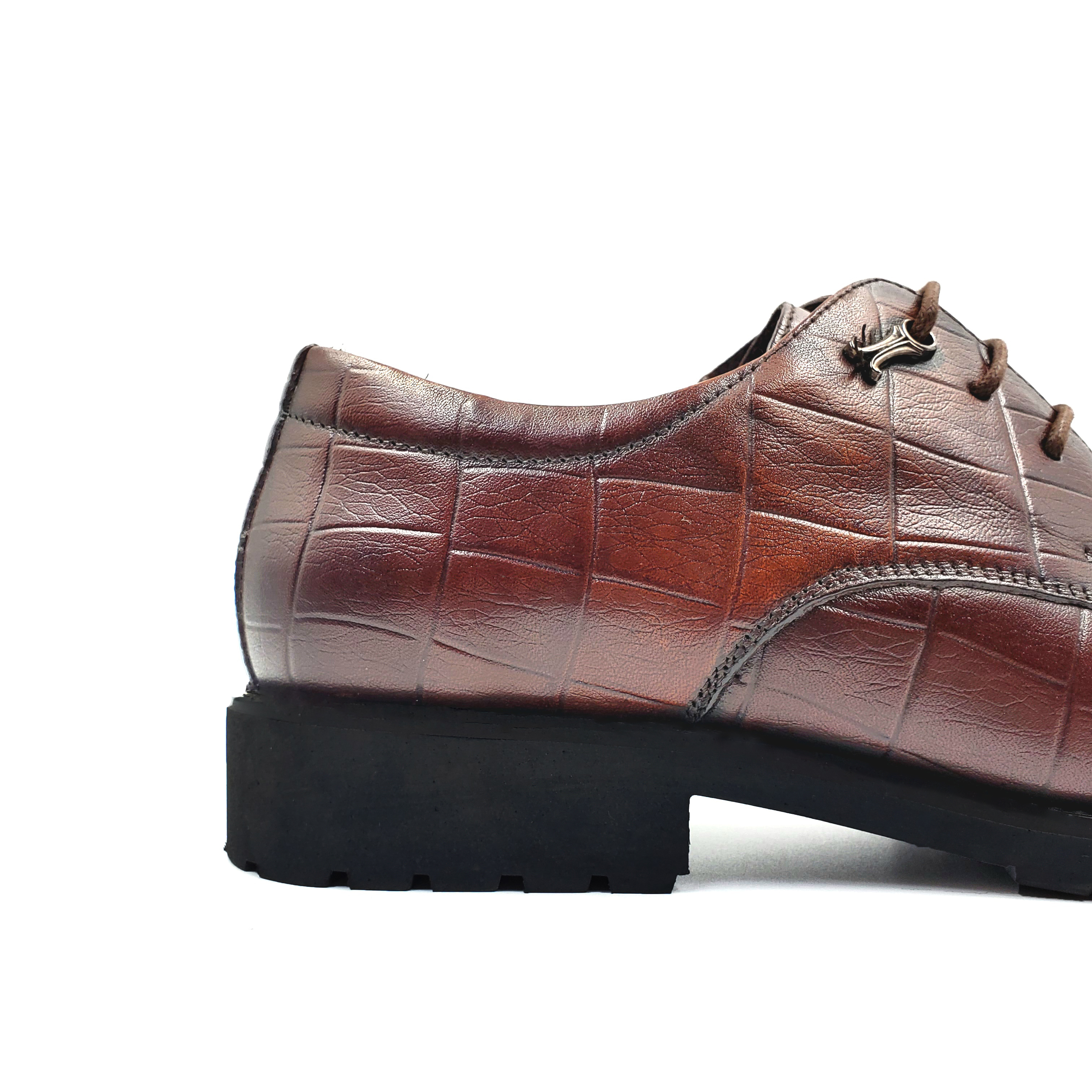 Men's leather shoes with soft soles, red and brown casual shoes, Anglo-designed business formal work men's shoes details Picture
