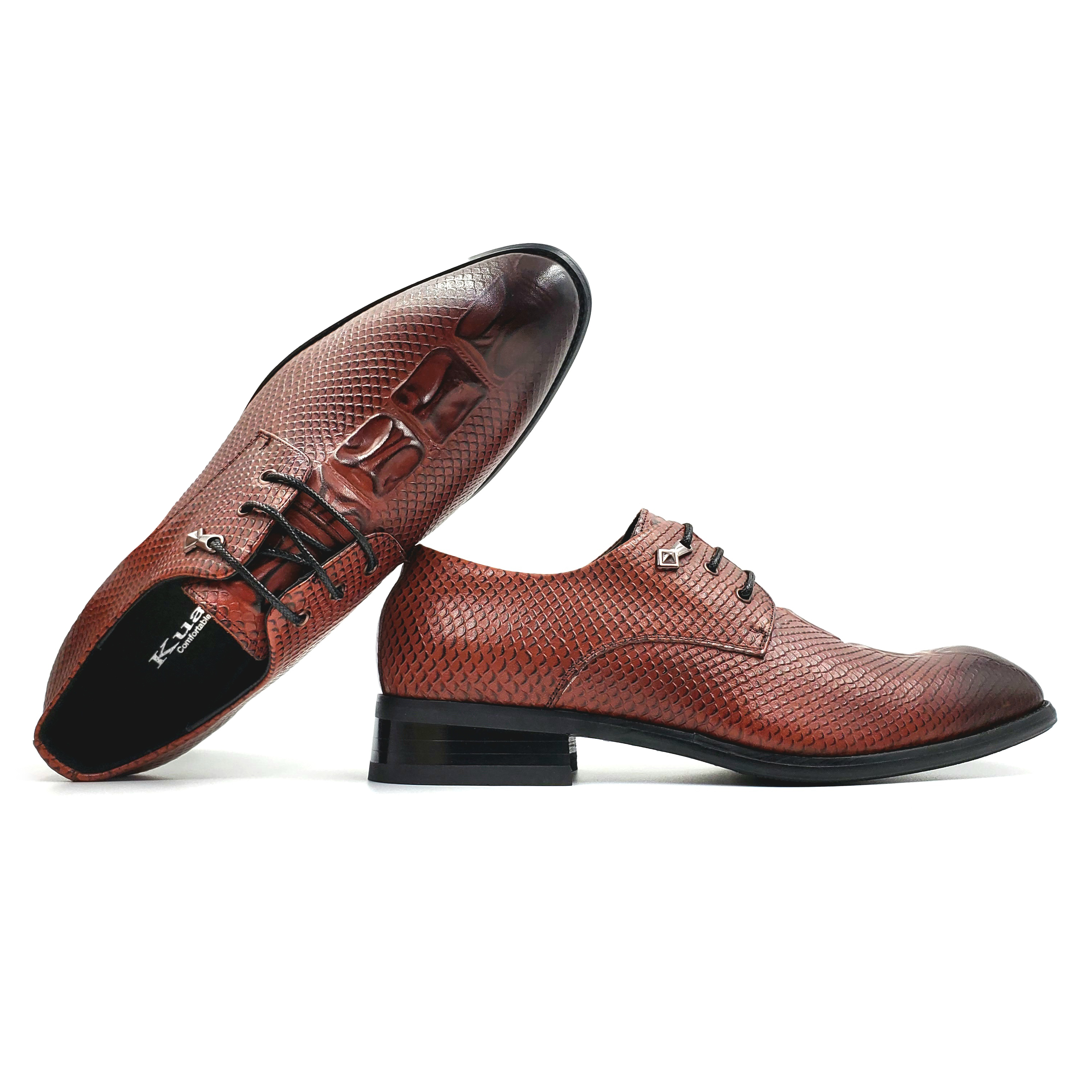 KUADU business formal retro men's wedding shoes, crocodile-patterned pointed-toe leather shoes for men, Amazon European and American plus-size men's leather shoes, fashionable Item Picture