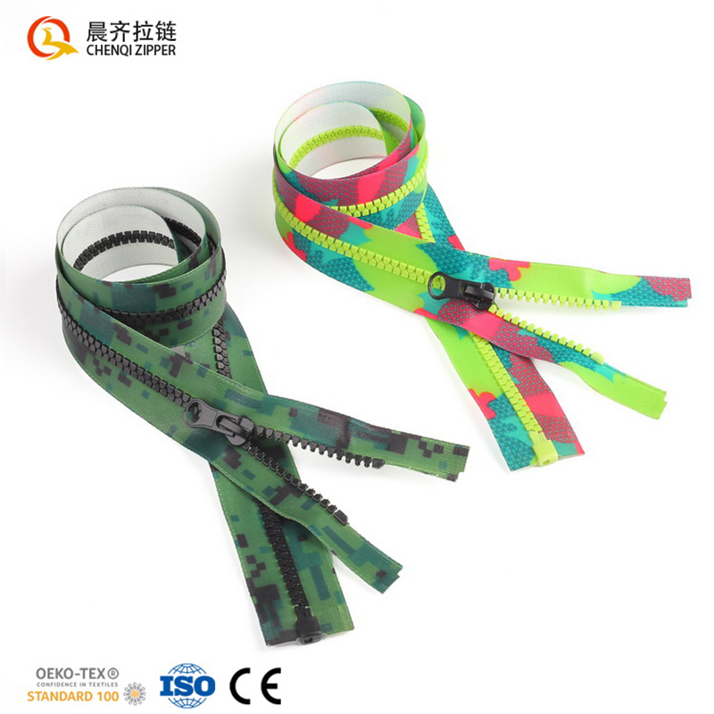 5# resin camouflage waterproof zipper camouflage clothing, outdoor clothing, windbreaker, hiking bag factory direct sales, zipper customization details Picture
