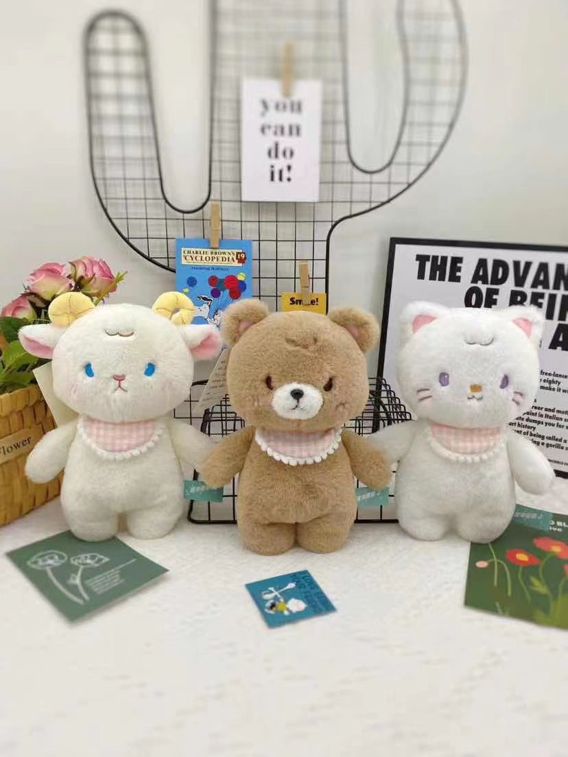 8-inch bibs, three types of plush dolls, plush toys, claw machine dolls, cute dolls wholesale