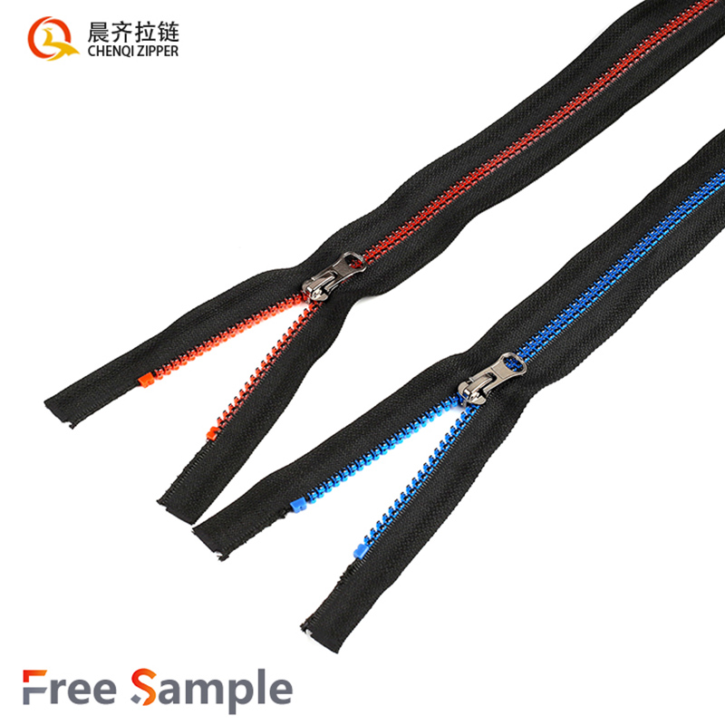 5# resin blue and red zipper oiled single-opening jacket, coat, workwear, student uniform, sports outerwear, accessories Specification image