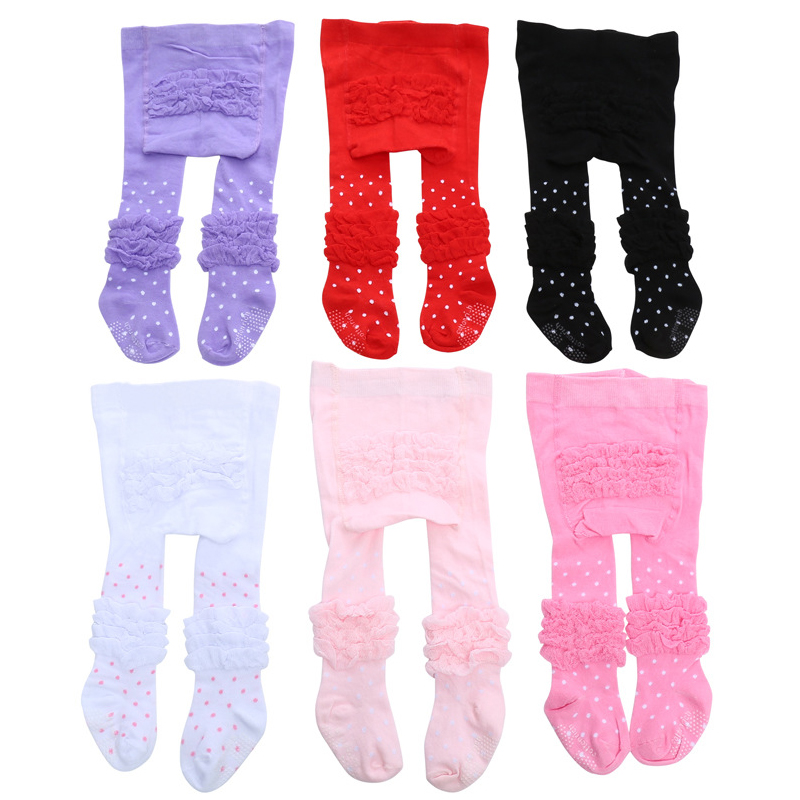女童公主可爱防滑儿童连裤袜 纯色圆点外贸宝宝打底裤