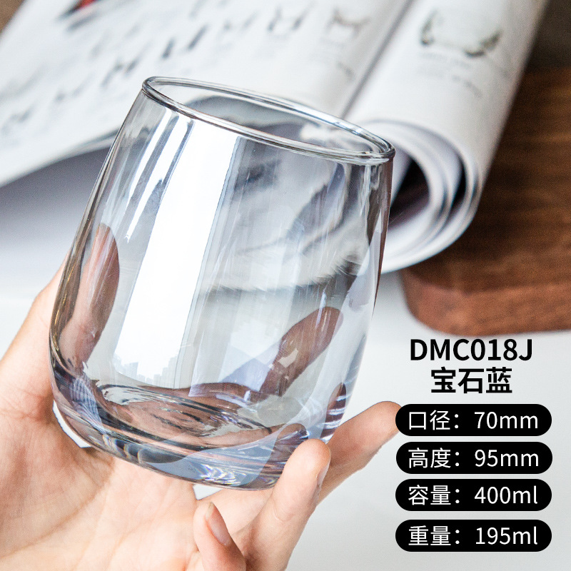 Glass cup electroplated with milk and juice, ins style, popular online celebrity, high appearance level water cup, creative tea cup, transparent beverage cup