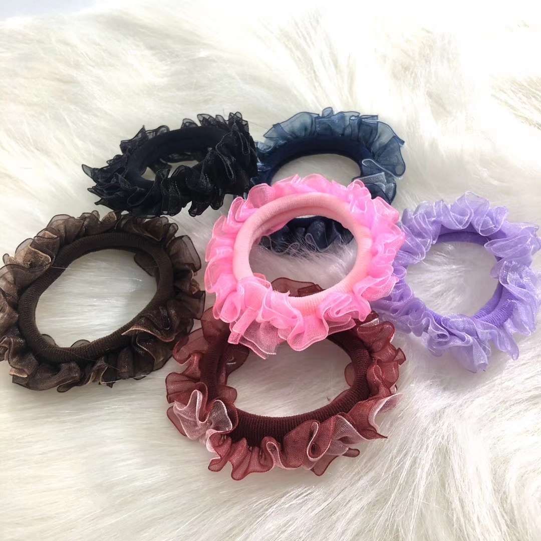 Hot-selling large double-layer yarn leather band hair accessory set for 100 pieces Item Picture