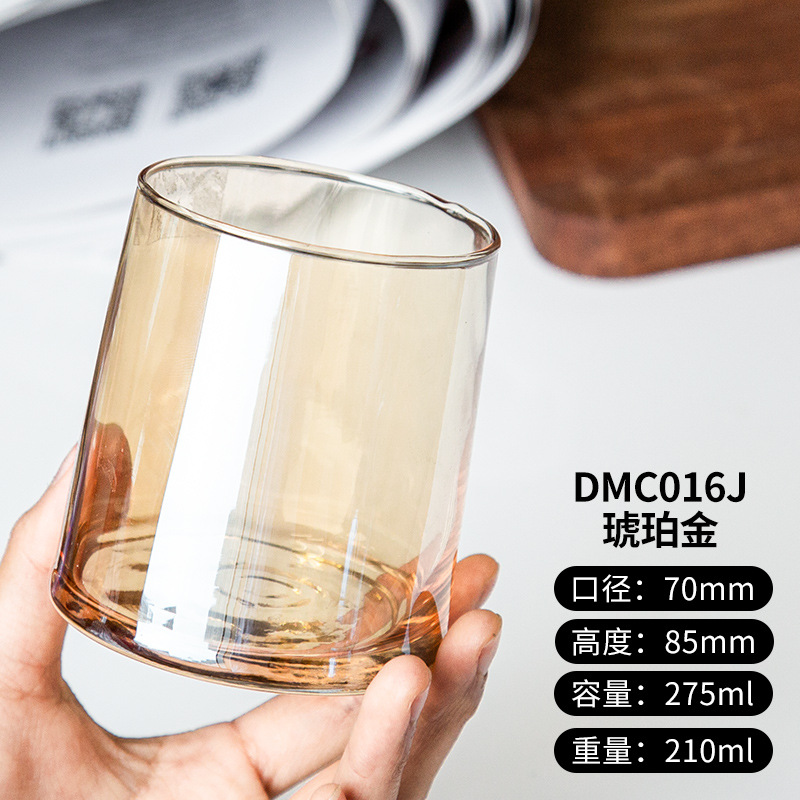        玻璃杯电镀牛奶果汁ins风网红高颜值水杯创意茶杯饮料透明杯子