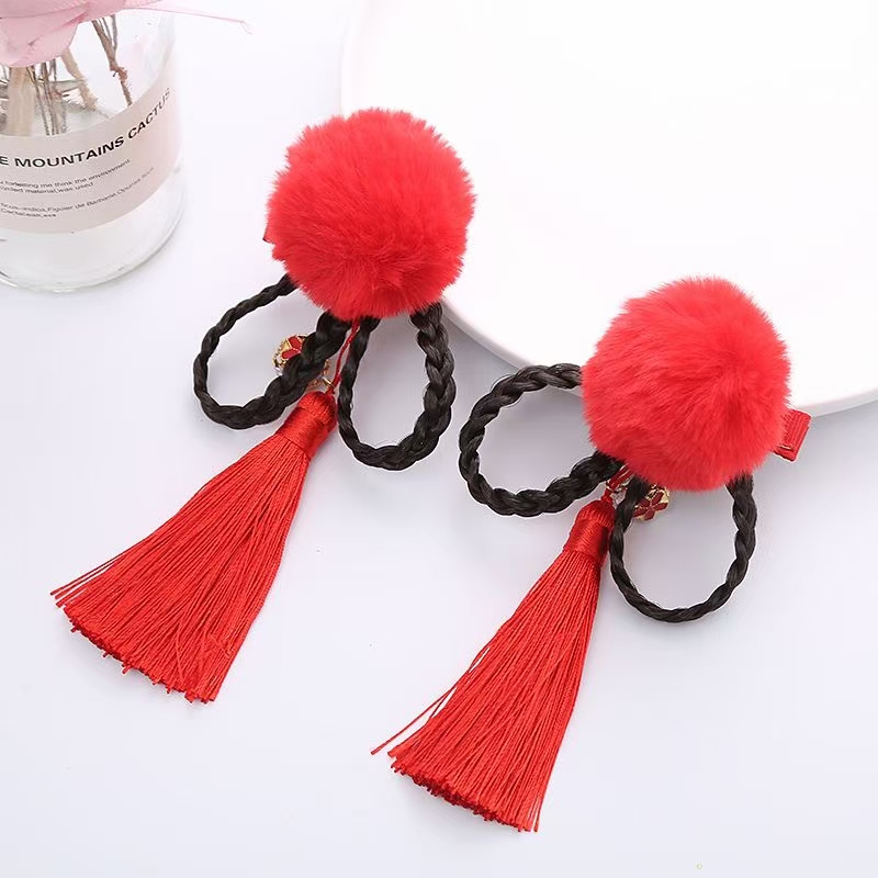 佳瑞宝贝网红款网络爆款毛球吊小花辫子对夹国潮系列详情2