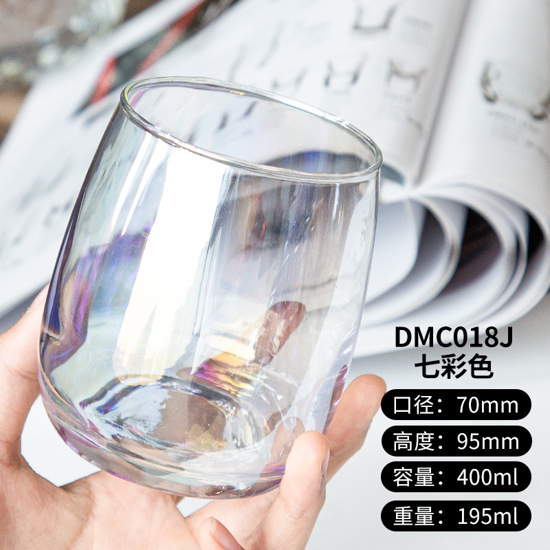 Glass cup electroplated with milk and juice, ins style, popular online celebrity, high appearance level water cup, creative tea cup, transparent beverage cup