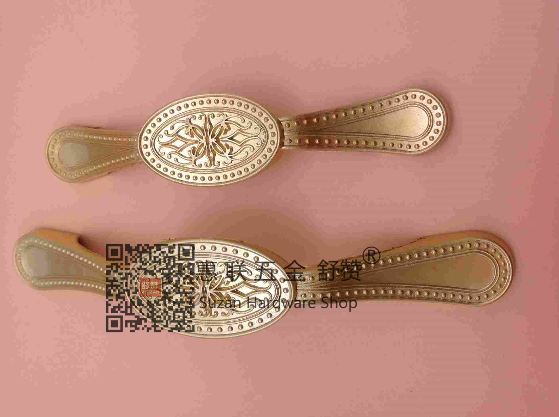 Shuzan antique pebble ice crack European-style cabinet door handle, modern and simple cabinet and wardrobe door hardware accessories, copper door handle Item Picture