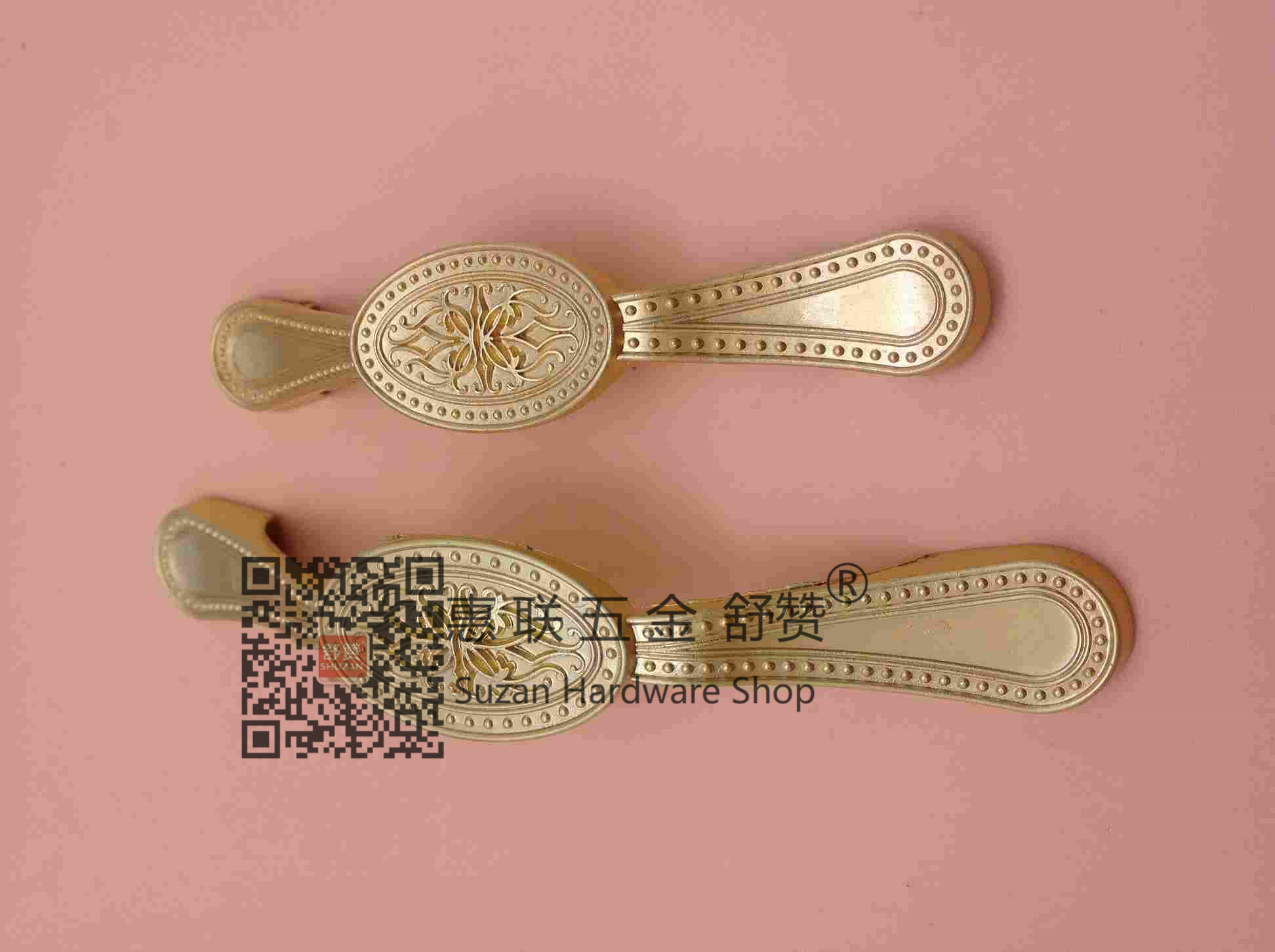 Shuzan antique pebble ice crack European-style cabinet door handle, modern and simple cabinet and wardrobe door hardware accessories, copper door handle Specification image