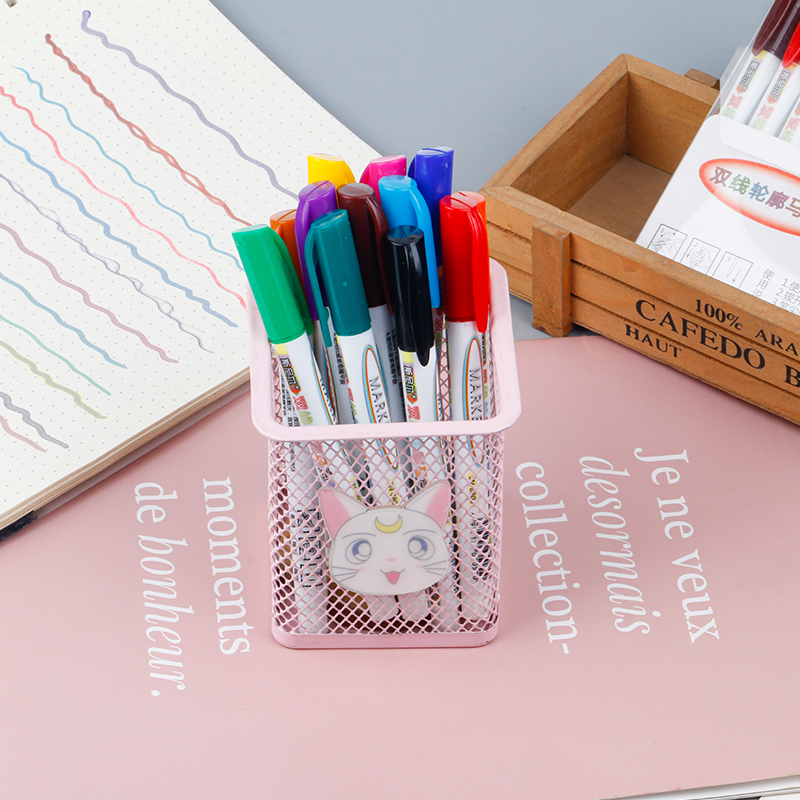 12-color double-line contour pen color-marked marker pen set, multi-color fluorescent internet-famous planner markers Item Picture