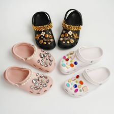 新款洞洞鞋装饰DIY链条糖果色水钻珍珠小香风鞋配件