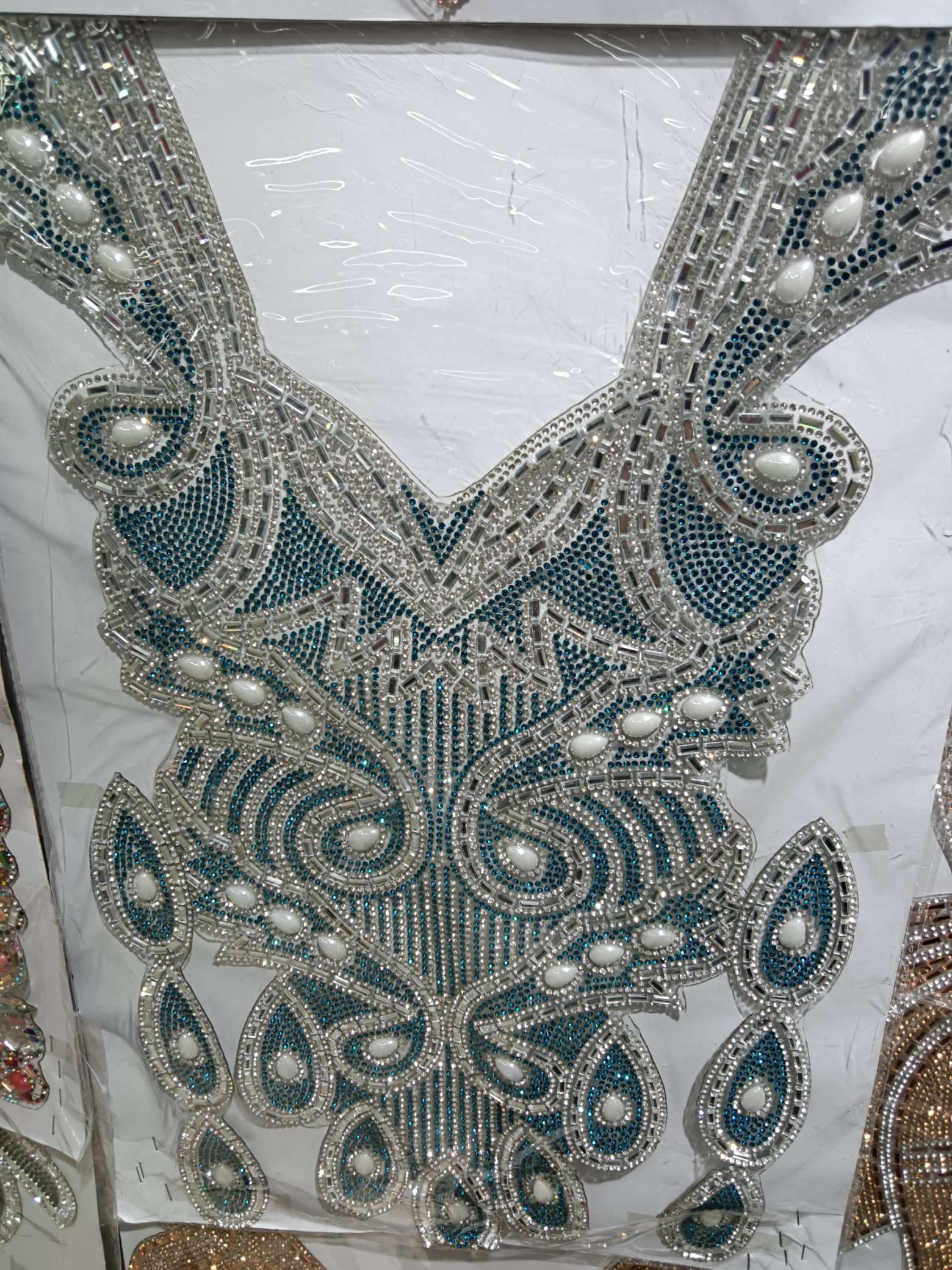 厂家直销银色镶钻烫钻辅料服装孔兰十白十长条