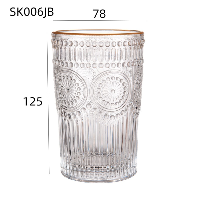  玻璃杯水杯家用简约浮雕水杯果汁杯牛奶杯咖啡杯啤酒杯定制