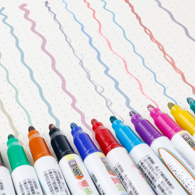 12-color double-line contour pen color-marked marker pen set, multi-color fluorescent internet-famous planner markers Specification image