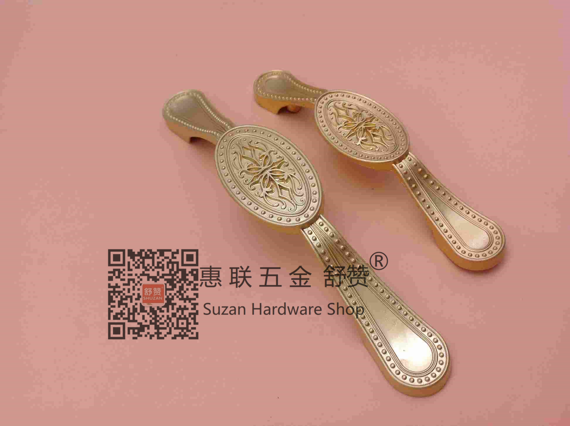 Shuzan antique pebble ice crack European-style cabinet door handle, modern and simple cabinet and wardrobe door hardware accessories, copper door handle details Picture