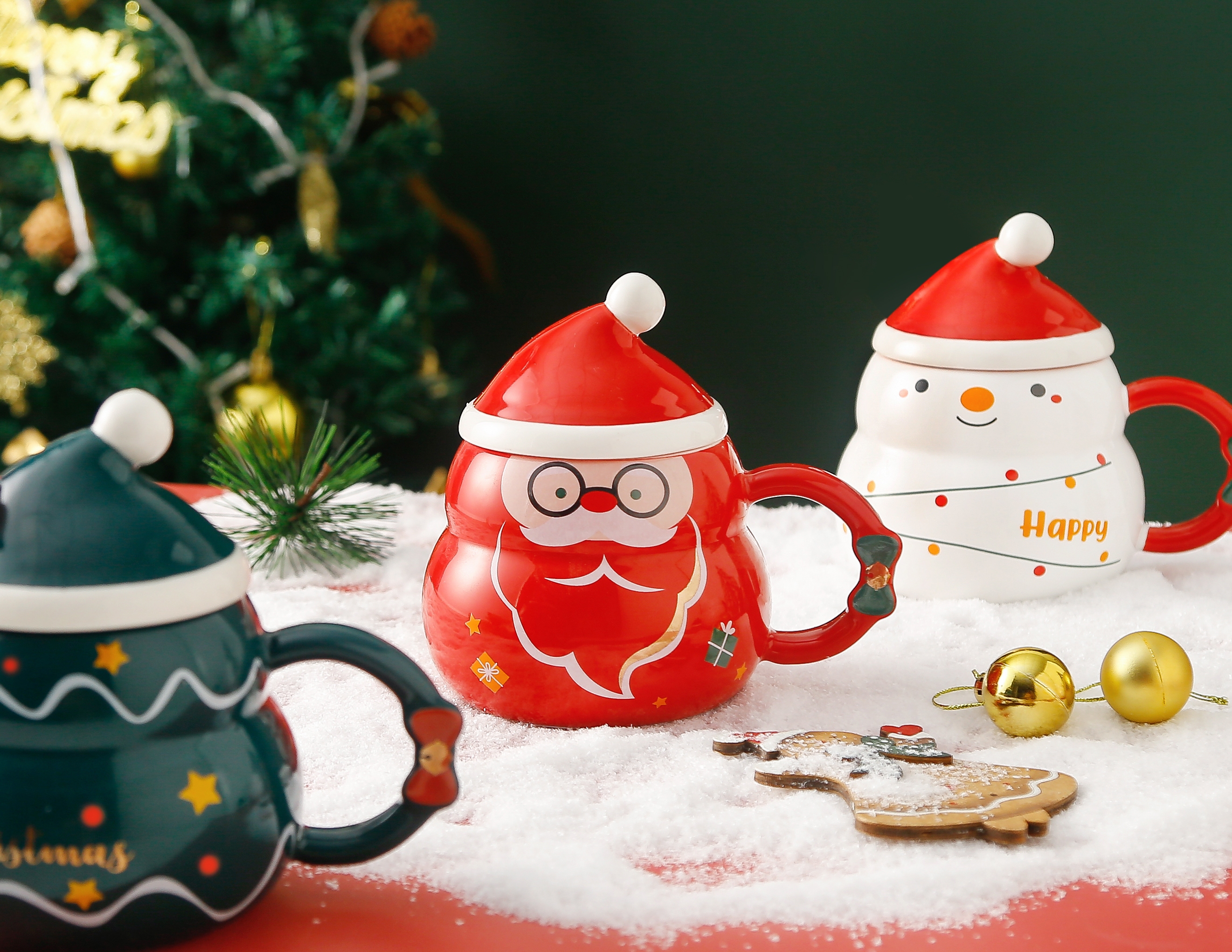 Creative mugs, Christmas gifts, Santa Claus ceramic water cups, covered spoons, breakfast cups, factory direct supply, Zhuoqia 0140 Application Scenario